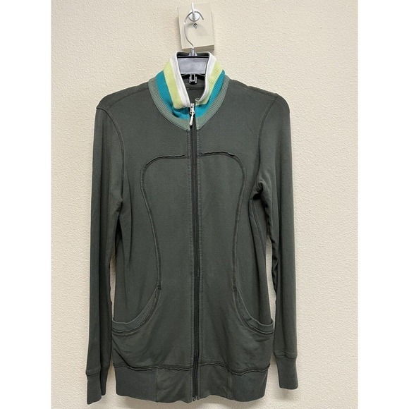 Lululemon Striped Neckline Full Zip Jacket Size 6 Green - Picture 6 of 9
